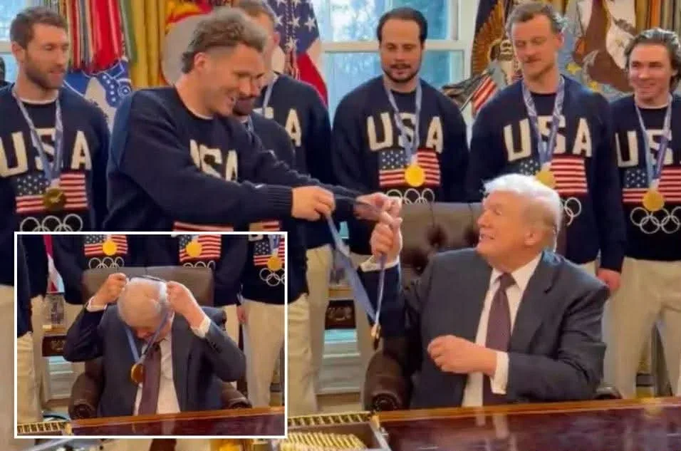 President Trump Welcomes US Men's Olympic Hockey Team at White House After Gold Medal Victory
